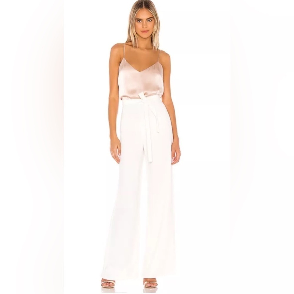 Amanda Uprichard Ariya High Rise Wide Leg White Pants Size S Quiet Luxury Casual